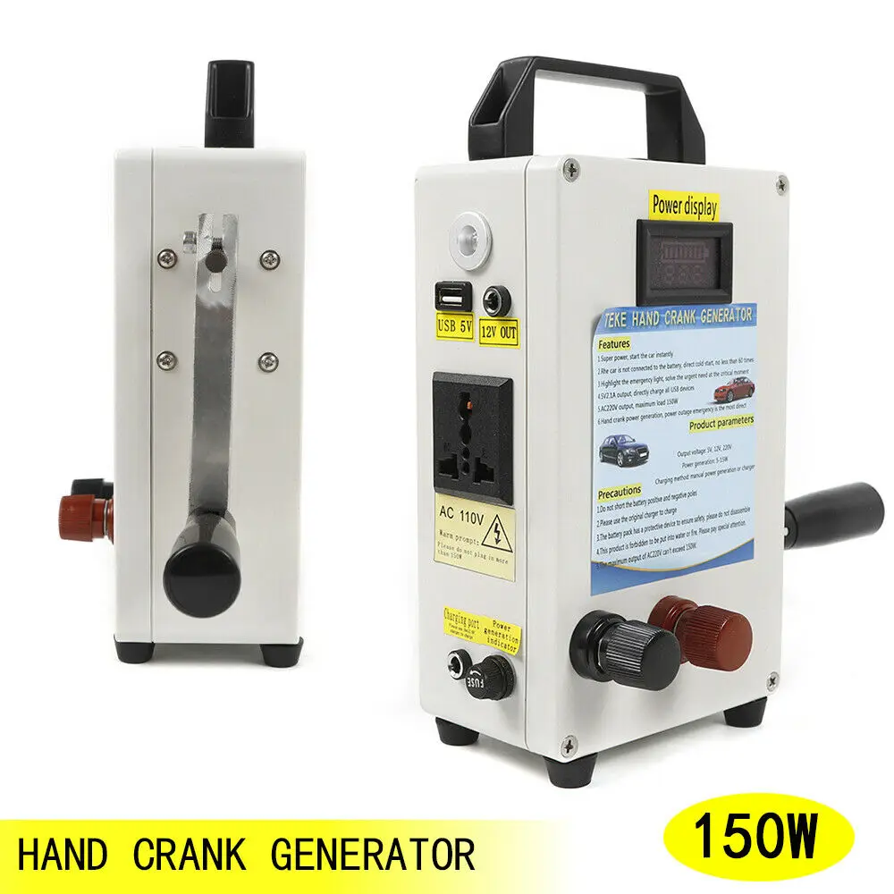 Hand Crank Generator Power Bank Draagbare Emergency Handleiding Generator Voeding Opladen Dynamo DC11-15V