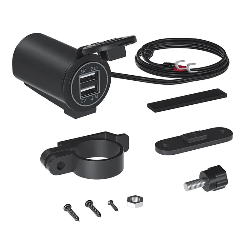 Stable-Motorcycle Dual 2.1A USB Charge Voltmeter Phone Waterproof Fast Power Adapter Socket Replacement Accessor
