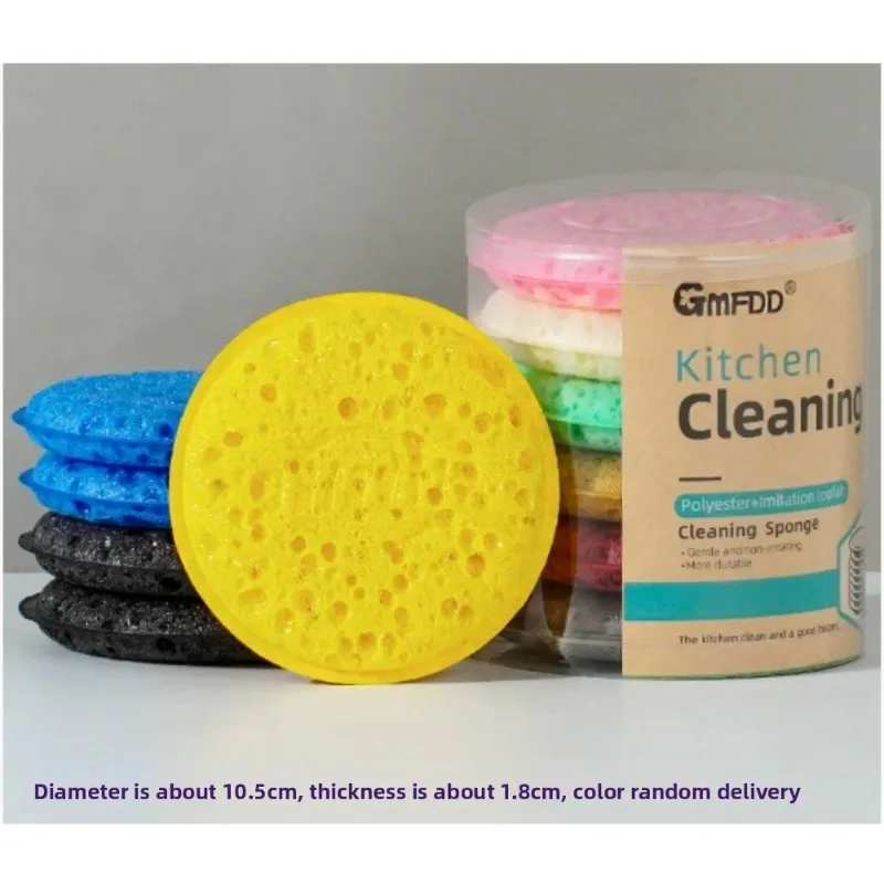 Round High Density Kitchen Dishwashing Sponge Soft Absorbent Clean Rub Pot Rust Scouring Pad Removing Household Cleaning Sponge