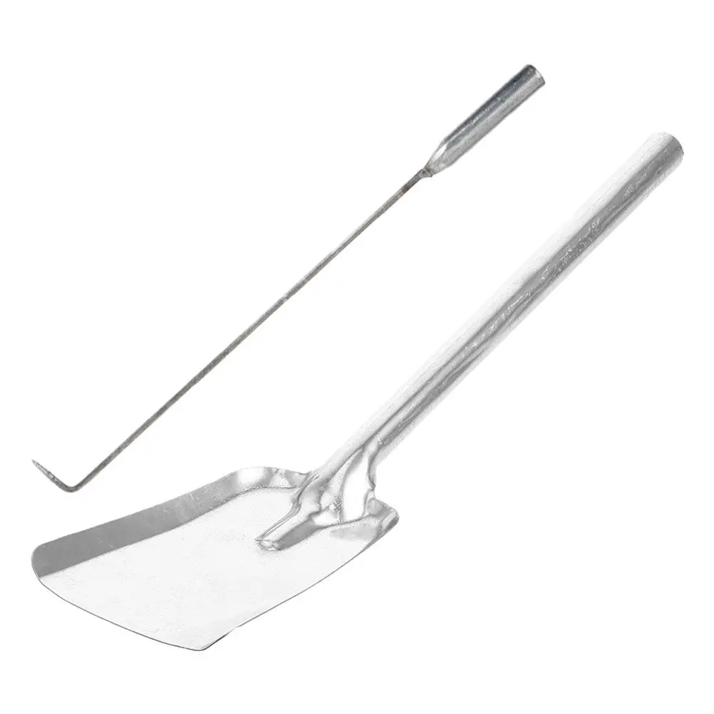 

Набор из 2-х лопаток для камина, толстые чугунные лопатки с длинной ручкой, инструменты для костровой чаши, аксессуары для дровяных печей, серебристые, сталь 45