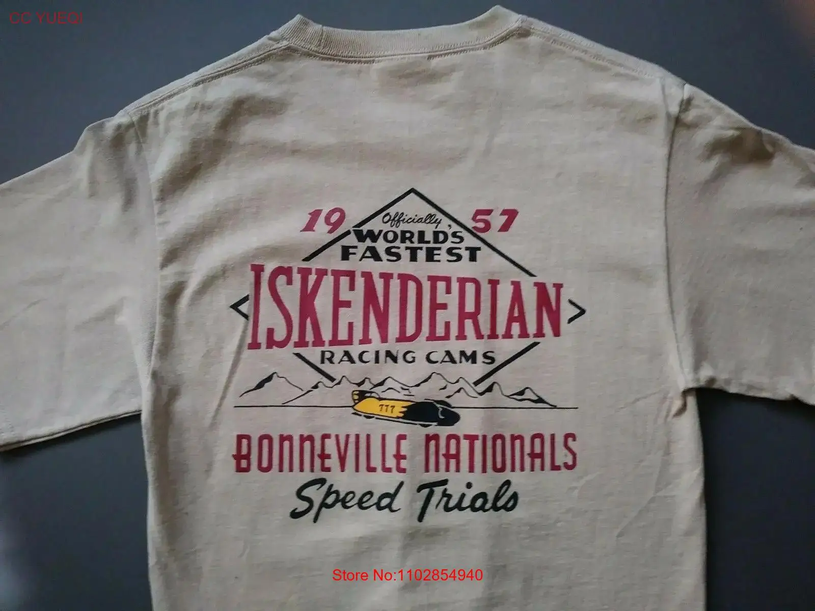 Футболка Iskenderian Racing Isky cams 1957 Bonneville Nats в винтажном стиле с хот-родком