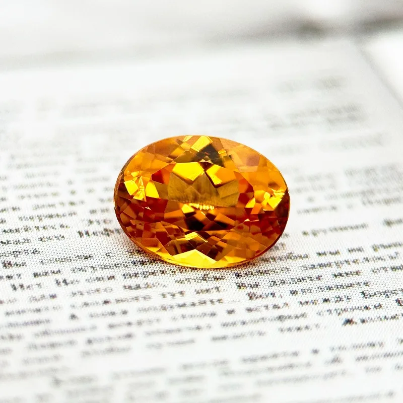 Hochwertiger Labor-Saphir im Ovalschliff, orange Farbe, DIY-Anhänger, Hauptmaterialien wählbar, Zertifikat erhältlich – Detail 3