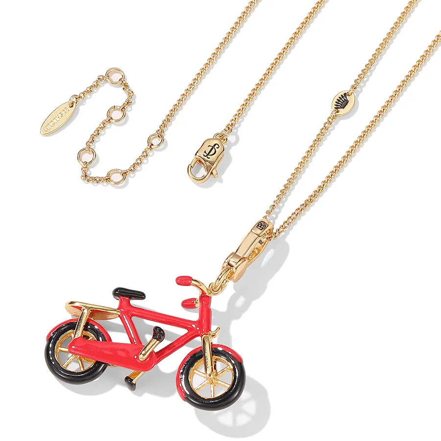 

1pcs Creative Red Enamel Bicycle Shaped Pendant Necklace For Women Fashion Charms Party Jewelry Keychain Bag Decoration Gifts