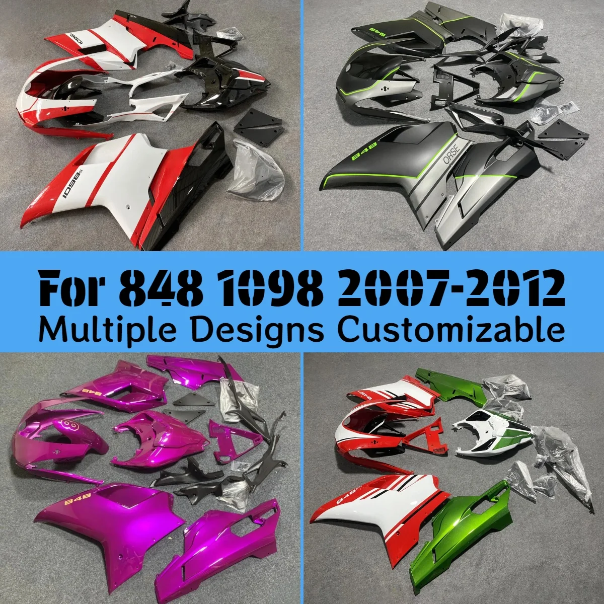 

Комплект обновленных обтекателей для мотоцикла DUCATI 848 (2007-2012), аналог, литье под давлением