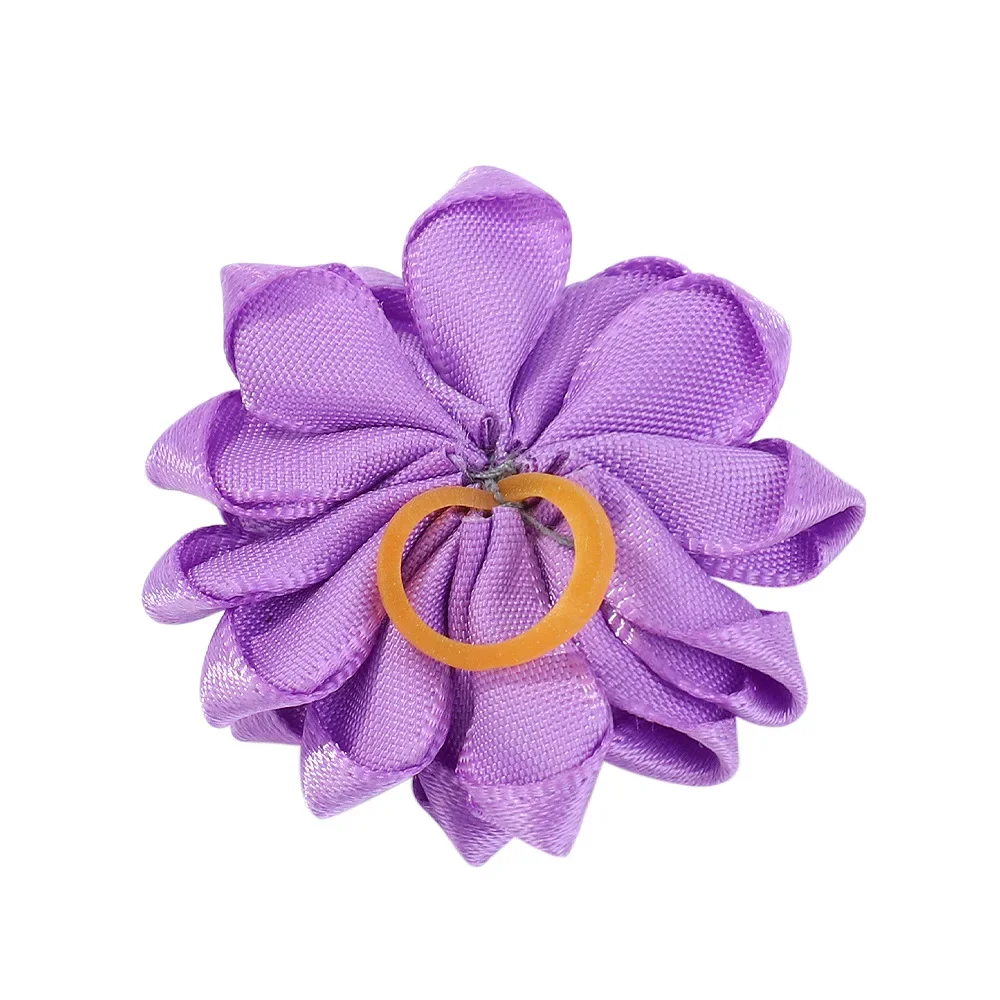 أربطة شعر مرنة أنيقة مقاس 1.6 بوصة للفتيات على شكل زهرة لؤلؤية مع تطريز بتلات #6
