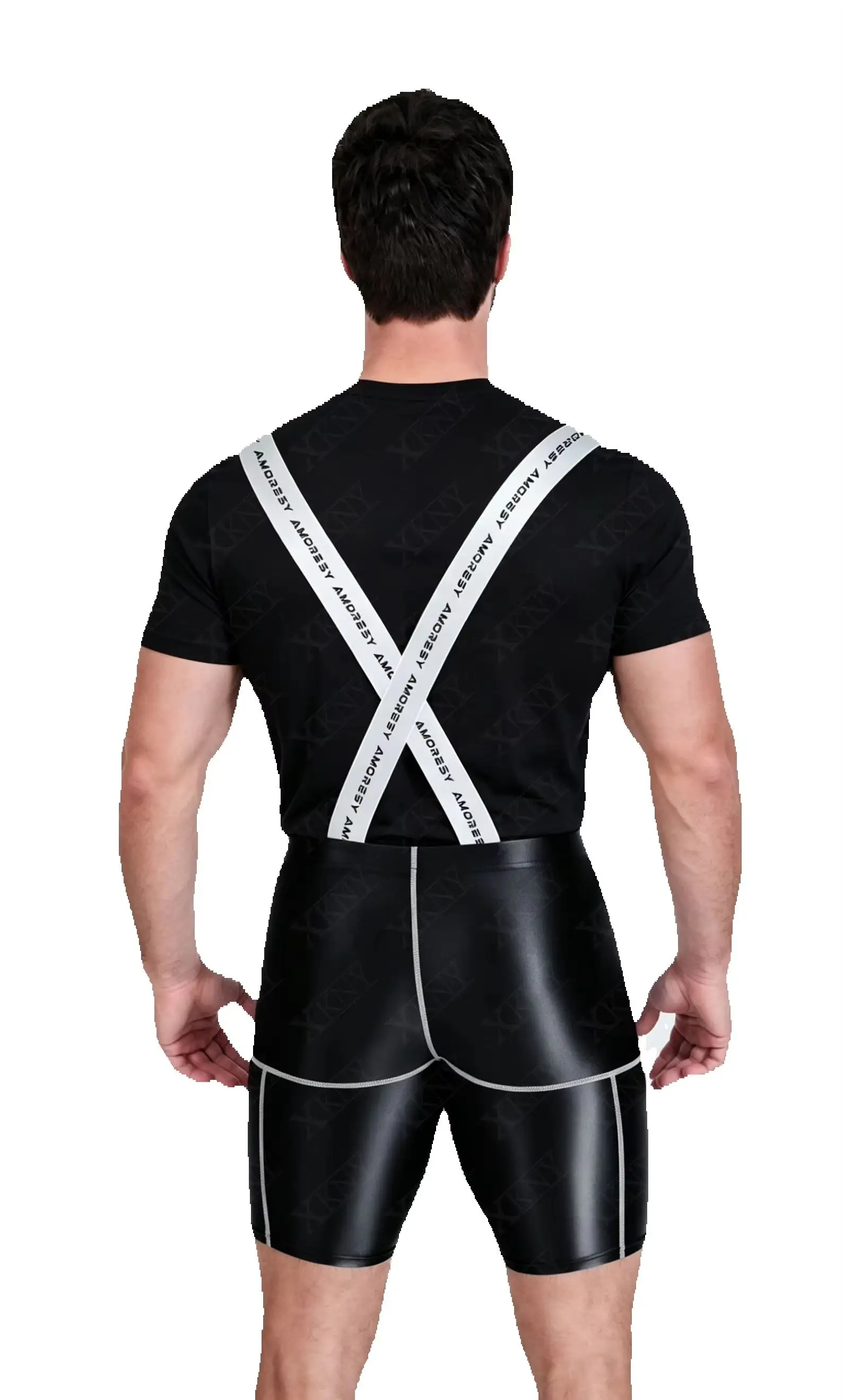 AMORESY satin glossy men shorts casual fitness five quarter shorts cycling swim shorts smooth overalls shorts