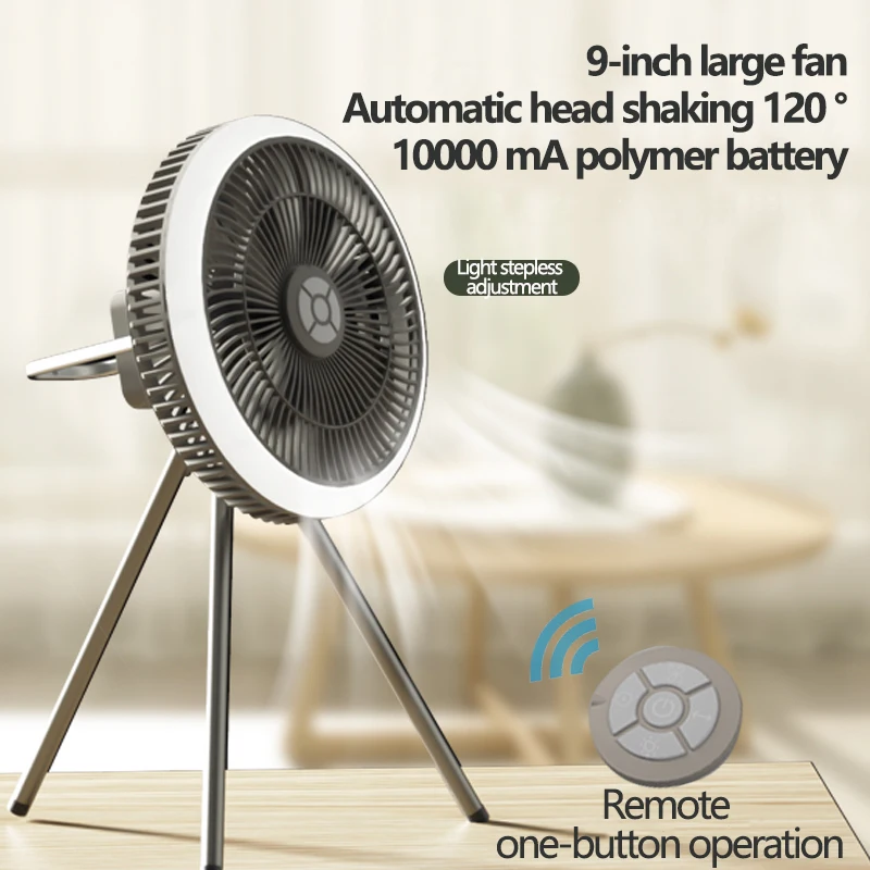 10000mAh Camping Fan With Power Bank Light USB Rechargeable Ceiling Electric Air Cooler Portable  Wireless Circulator for Tent