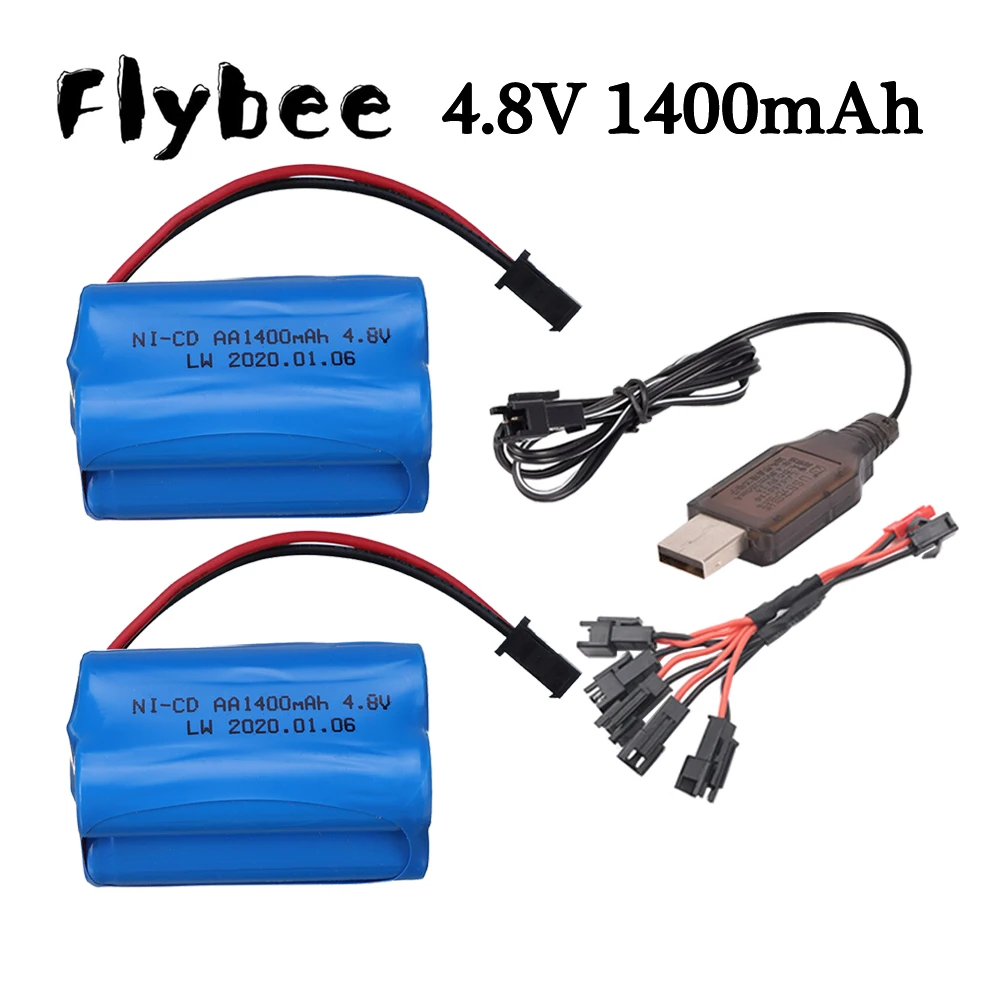 (SM Plug) 4.8v 1400mah NiCD Battery/Charger For Rc toys Cars Tanks Robots Boats Guns Ni-MH 4*AA 4.8v Rechargeable Battery Pack