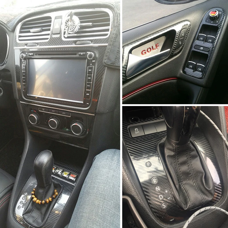 For Volkswagen  Golf 6 GTI R20 MK6 2 doors Interior Central Control Panel Door Handle  Carbon Fiber Stickers Decals Car styling