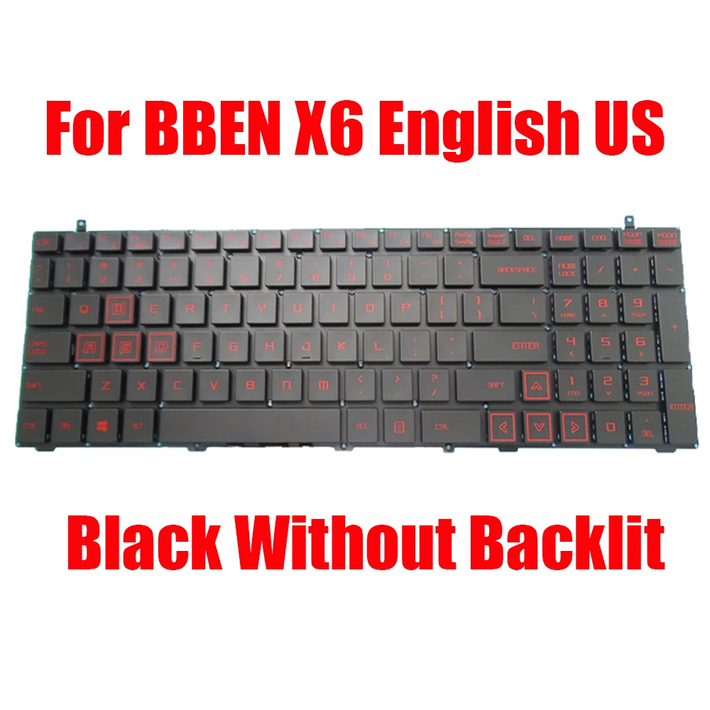 

English US Laptop Replacement Keyboard For BBEN X6 15.6 Black Without Backlit New