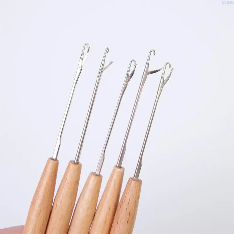 23GA Thread Tucking Crochet Hook With Smooth Wooden Handle Perfect For Invisible Edges Finishing In Sewing