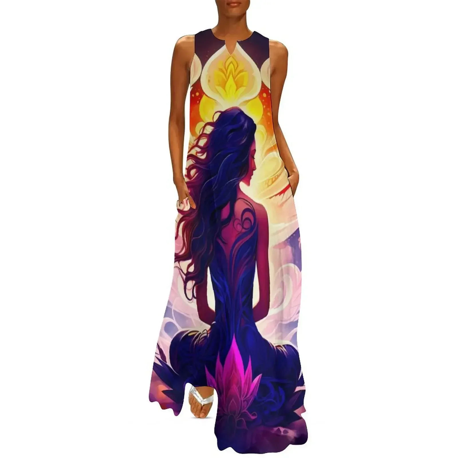 

Goddess of the Sacred and Divine Feminine, Divine Yoni - spiritual art spirituality divine feminine well-being portra Long Dress