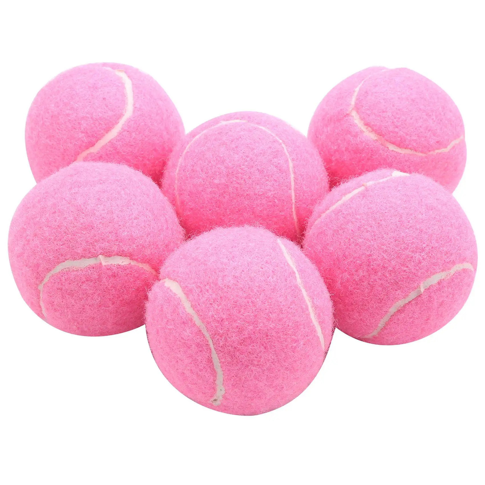 6Pcs Pack Pink Tennis Balls Wear-Resistant Elastic Training Balls 66mm Ladies Beginners Practice Tennis Ball for Club Rich