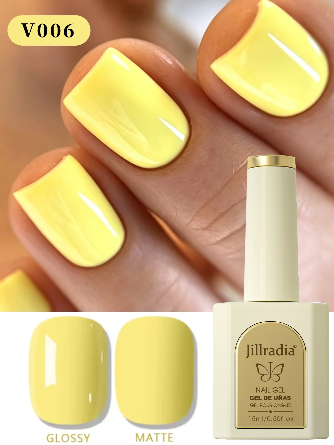 1pc 15ml Yellow Gel Nail Polish Starter Pure Soak Off No Wipe Nail Gel Polish Suitable For All Seasons