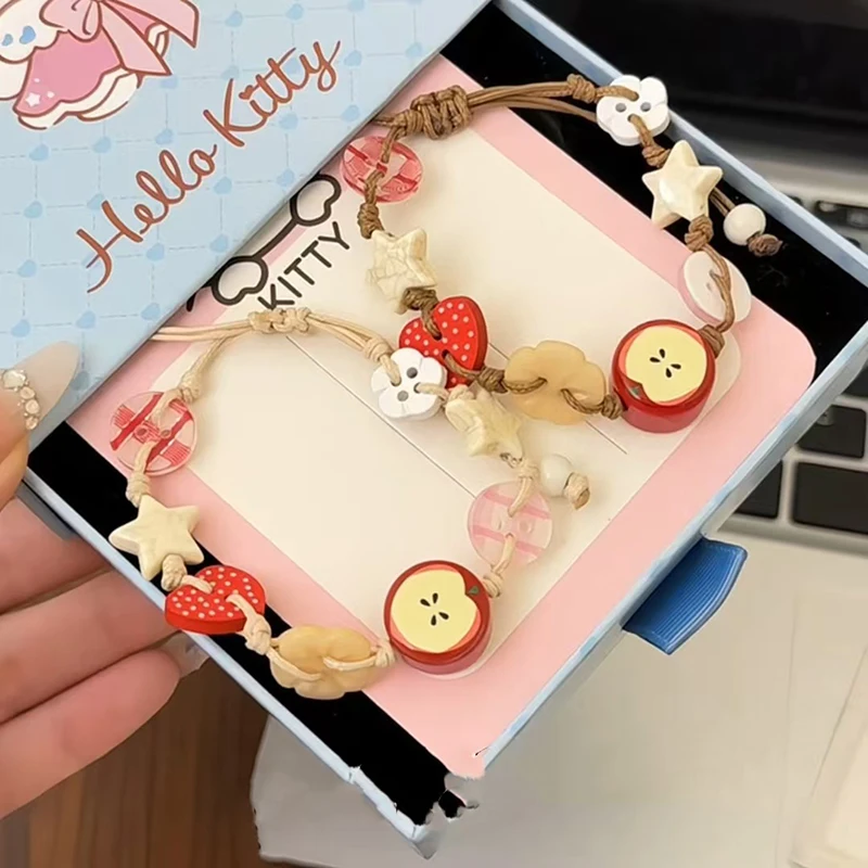 Vintage Star Ceramic Braided Rope Bracelets For Women Girls Sweet Bohemian Style Adjustable Bangles Jewelry Accessories Gifts
