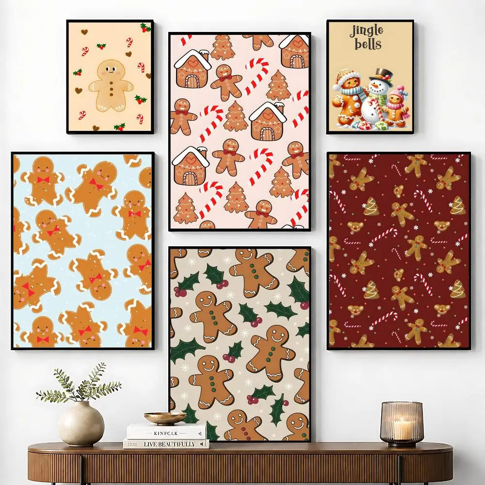 Christmas Gingerbread Man Poster Perfect Sticker Self Adhesive for Office Home Theater Wall Art Decor Fancy Gift