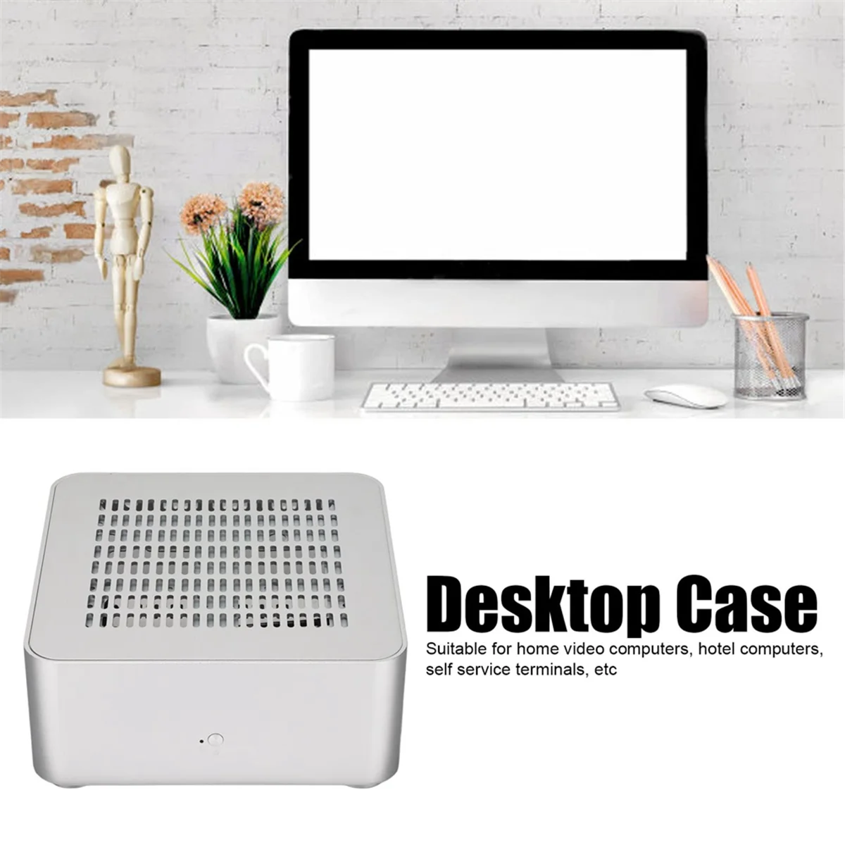 Hot Aluminum Chassis Small Desktop Computer Case PSU HTPC Mini-ITX PC Case 2 USB 3.0 Ports