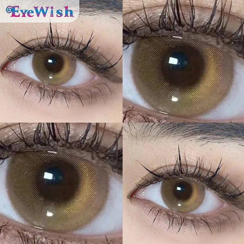 EYEWISH-красивые контактные линзы для глаз, красивые натуральные коричневые линзы для глаз, линзы для близорукости, рецептурные линзы, ежегодное использование, 14,2 мм, 1 пара
