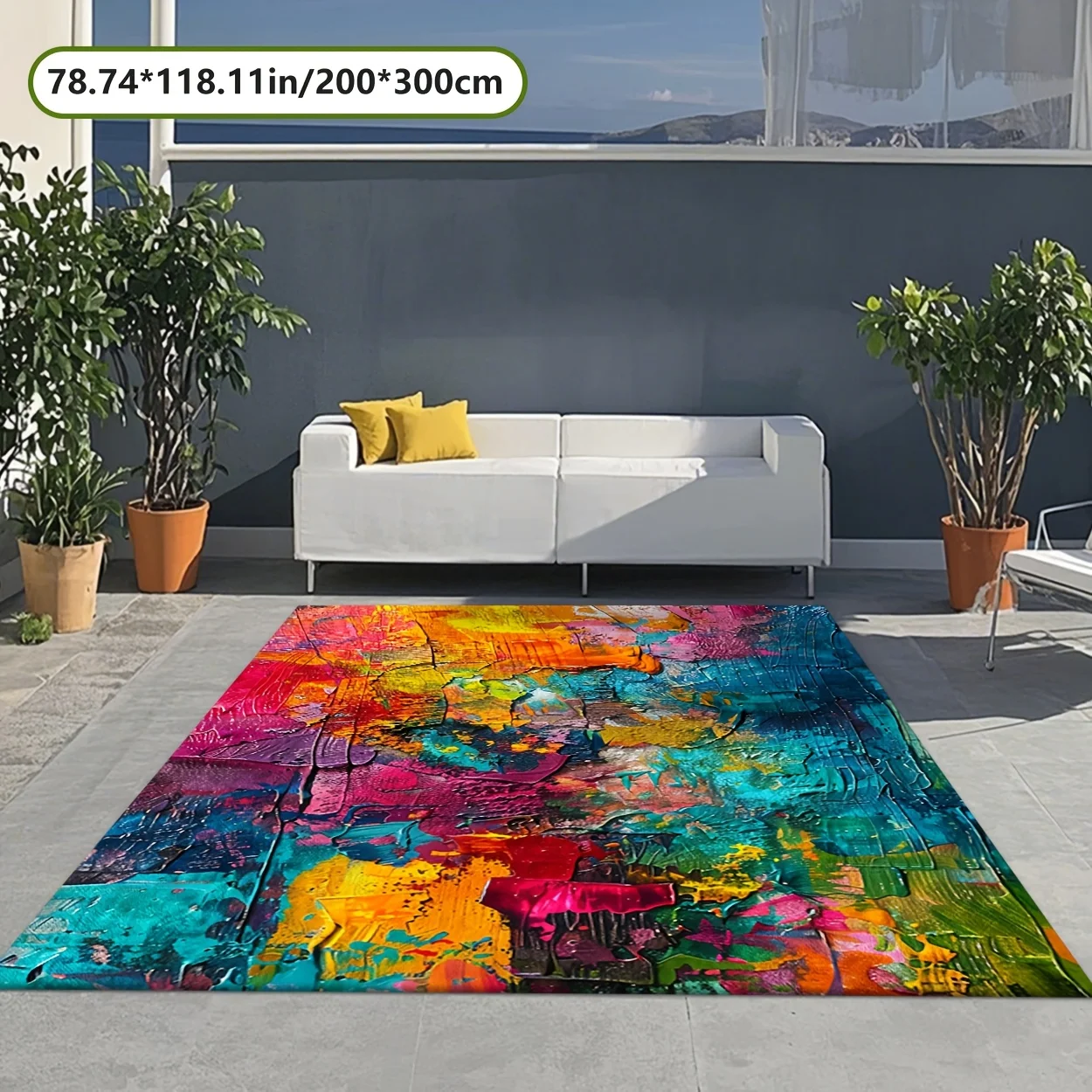 1pc Abstract Painted Pattern Area Rug, Versatile For Home And Commercial Decor, Indoor & Outdoor Use, Perfect for Dining Room