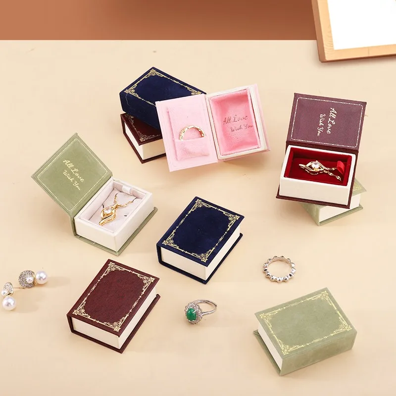 Mini Portable Jewelry Box Flip Cover Magnetic Attraction Jewelry Boxes Creative Book Luxury Multifunctional Trinkets Cases