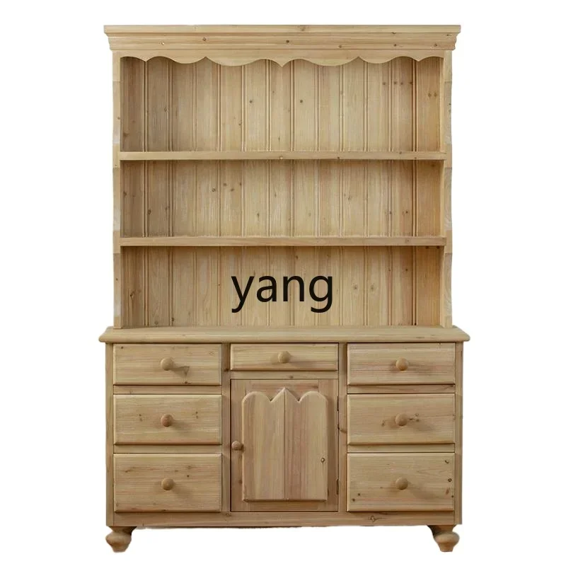 LTT American rural pastoral retro solid wood storage cabinet large capacity living room bookcase porch cabinet