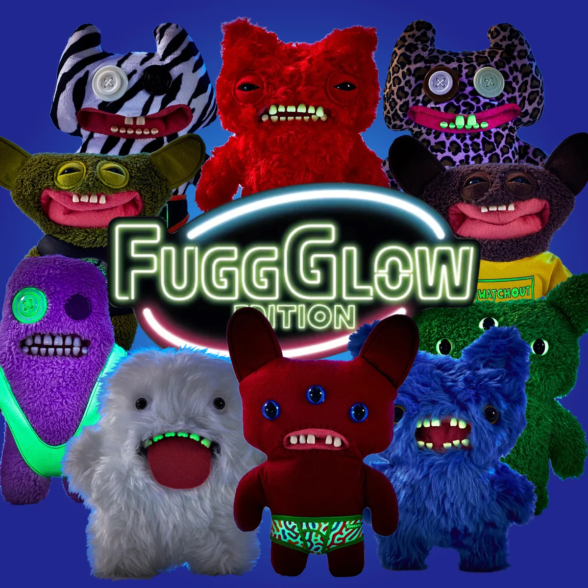 Fuggler Plush Ugly Monster FuggGlow Edition Stuffed Toy Glow in the Dark GRIN GRIN MUNCH MUNCH OOGAH BOOGAH STINKFACE SCREECH