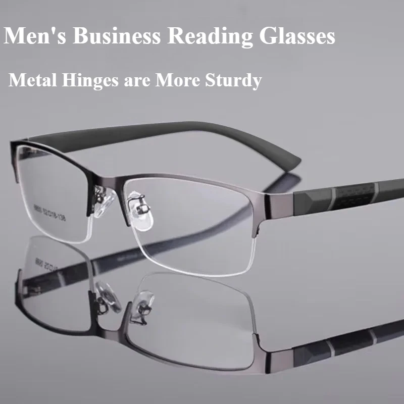 Business-Lesebrille für Herren / Anti-Blaulicht-Hyperopie-Brille, Metallscharniere sind robuster, klassischer Stil 0 +1,0 +1,5 +2,0 +2,5