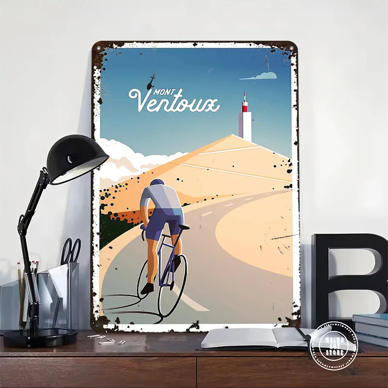 Cycling Up Mont Ventoux Printed Poster Customized Wall Art Retro Vintage Metal Tin Signs for Decoration Garage Decorations House