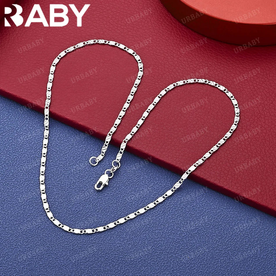 

URBABY 925 Sterling Silver 40-75cm Chain Necklace For Men Charm Trend Birthday Gifts Fashion Party