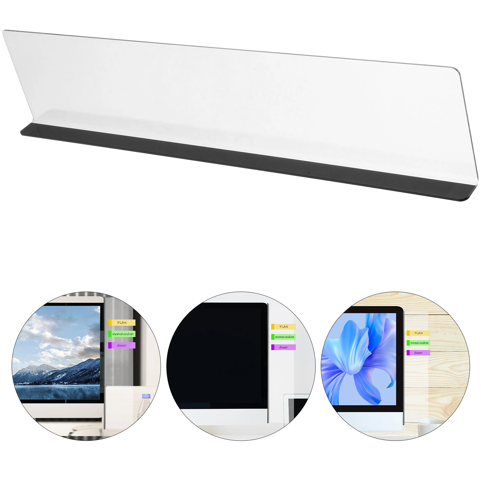 

Monitor Memo Board 35x8x2CM Clear Acrylic Notes Panel Computer Screen Message Reminder Office Desk Gadget Storage
