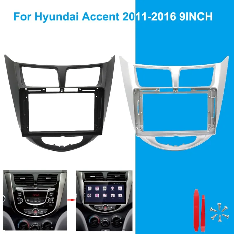 For Hyundai Accent 2011-2016 9 Inch Car Radio Dashboard Frame Fascia Panel Android Stereo Installation Kit