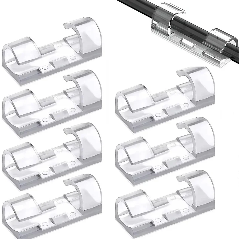 16/20Pcs Cable Organizer Clips Wire Winder Holder Cord Protector USB Cable Management Hooks Desk Clamp For Earphone Mouse Cable