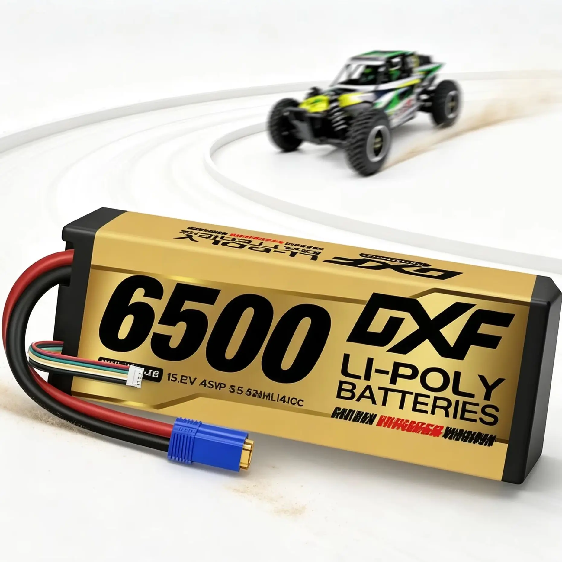 DXF 6500mAh 15.2V Graphene Lipo 4S Battery 140C EC5 XT90 Plug Gold Version Racing Series HardCase for RC Car Truck Truggy 1/8 Buggy