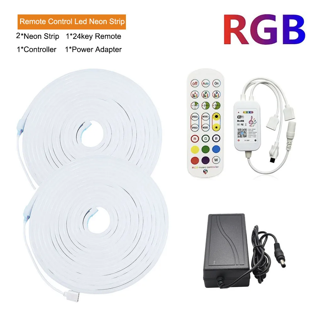 RGB Neon LED taśmy światła 12V Wifi Bluetooth kompatybilny pilot zdalnego sterowania możliwość przyciemniania silikonowe światła ue moc US zestaw