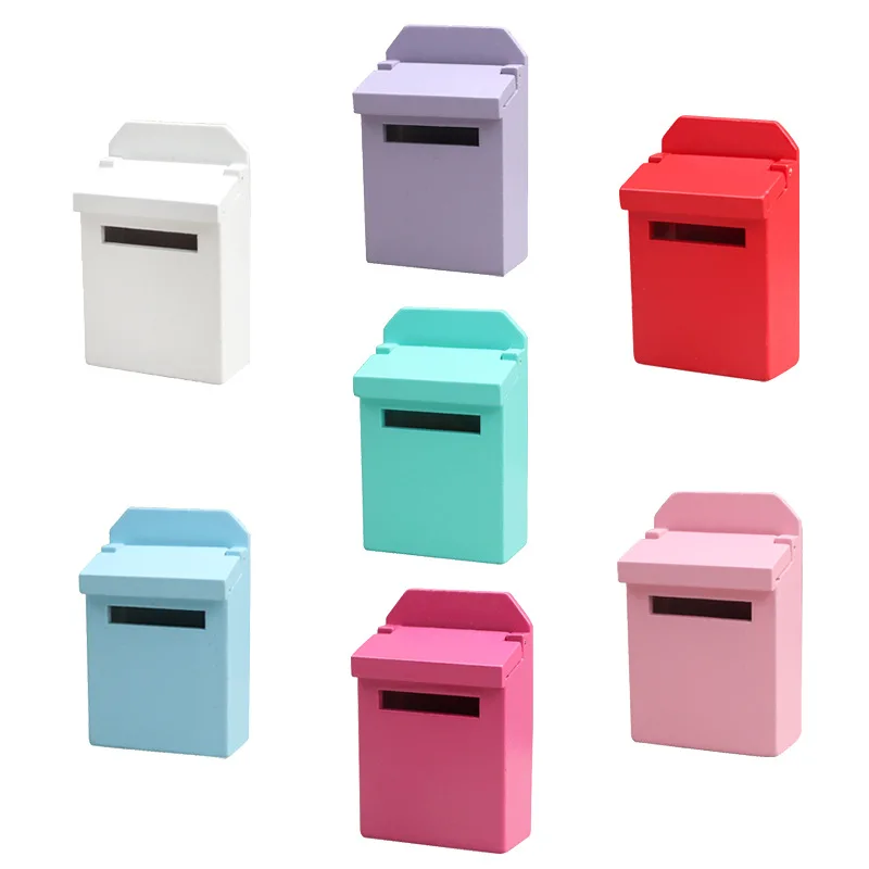 1:12 Miniature Furniture Scene Model Doll House Accessories Wooden Colored Flip-top Mailbox Creative Dollhouse Ornament Toys