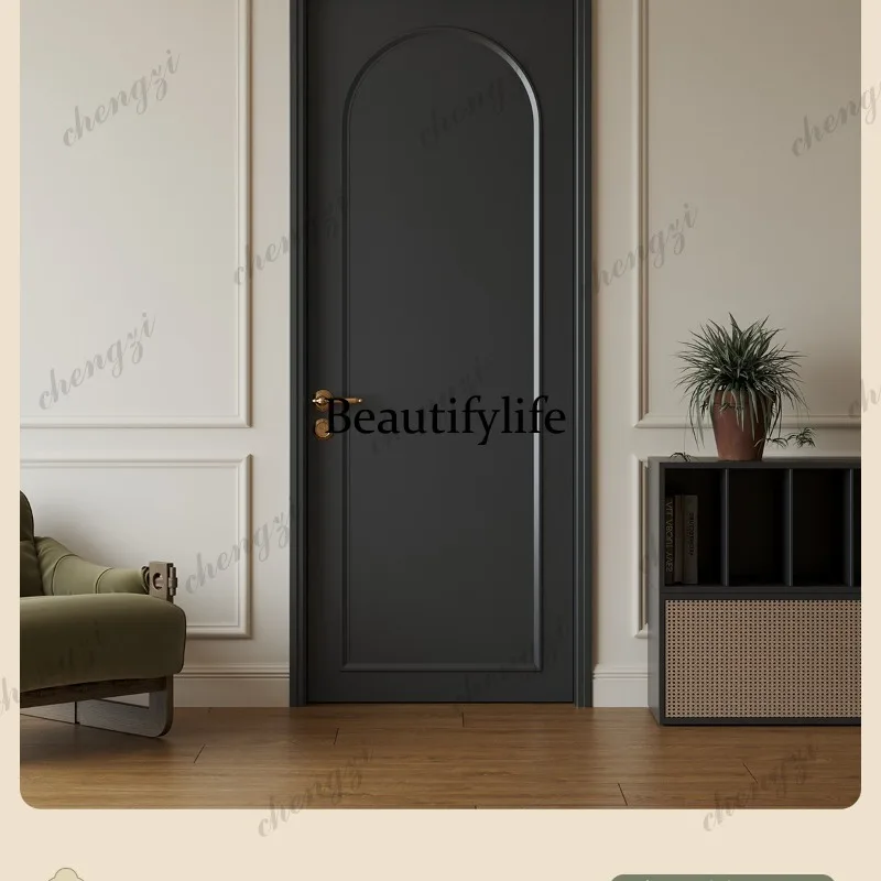 Solid wood bedroom door soundproof composite paint modern simple set door, European French room door