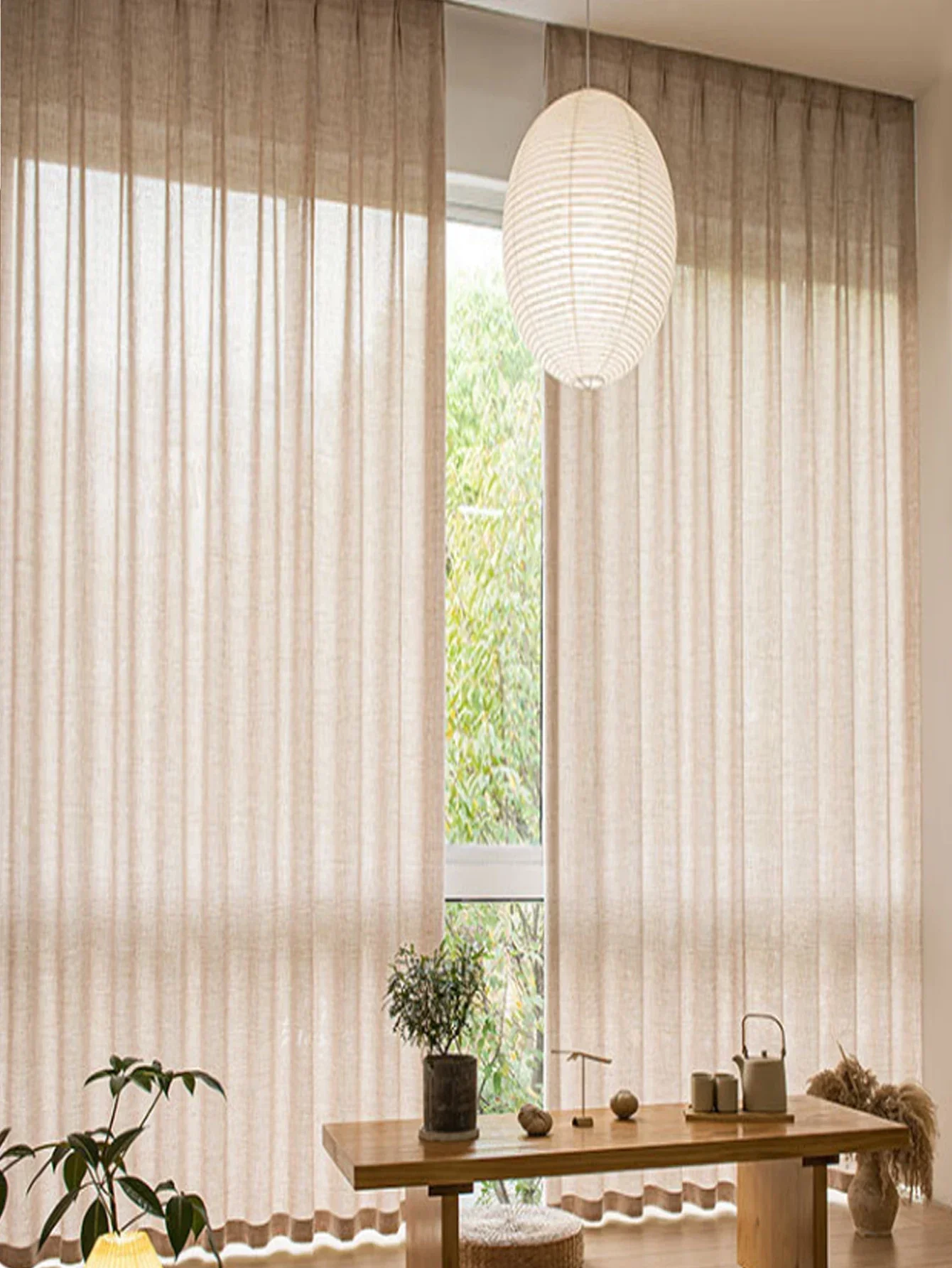 Korean Style Thickened Cotton and Linen Half Set Curtains for Bedroom Living Room and Curtains and Polyester