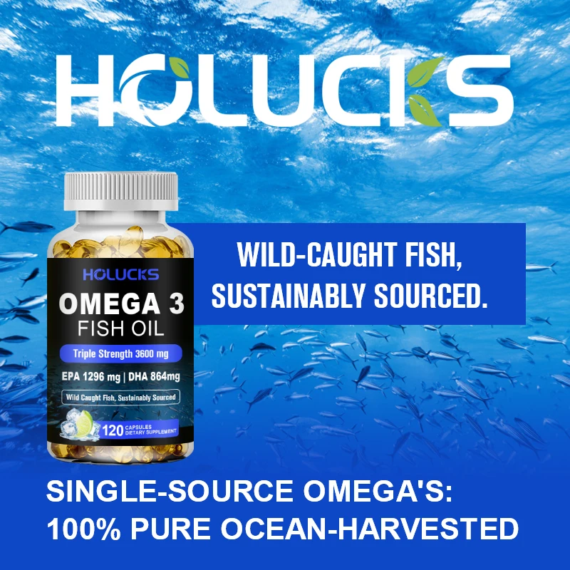 Omega 3 Fish Oil Supplement 3600mg with Omega 3 & EPA & DHA,  Support Heart, Brain, Joints, Skin, Eyes & Immune Health