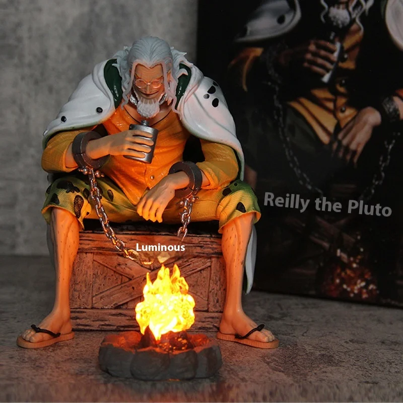 One Piece Hades Raleigh 15.5cm Handcuffed Scene Sitting Posture Luminous Boxed Hand-Made Doll Ornaments Model Statue Toy Gift