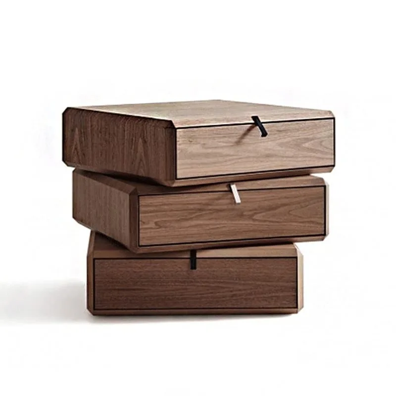 Italian minimalist household rotating solid wood bedroom bedside cabinet