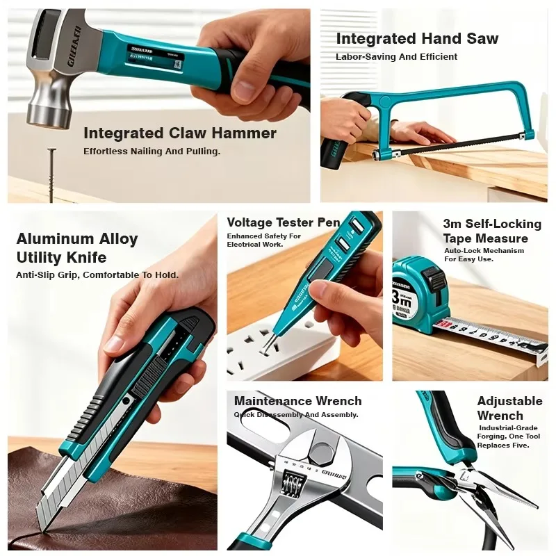 Multifunction Hand Tools Box Sets Hardware Manual Tool Box Set Socket Wrench Pliers Screwdriver For Mechanical Maintenance OEM