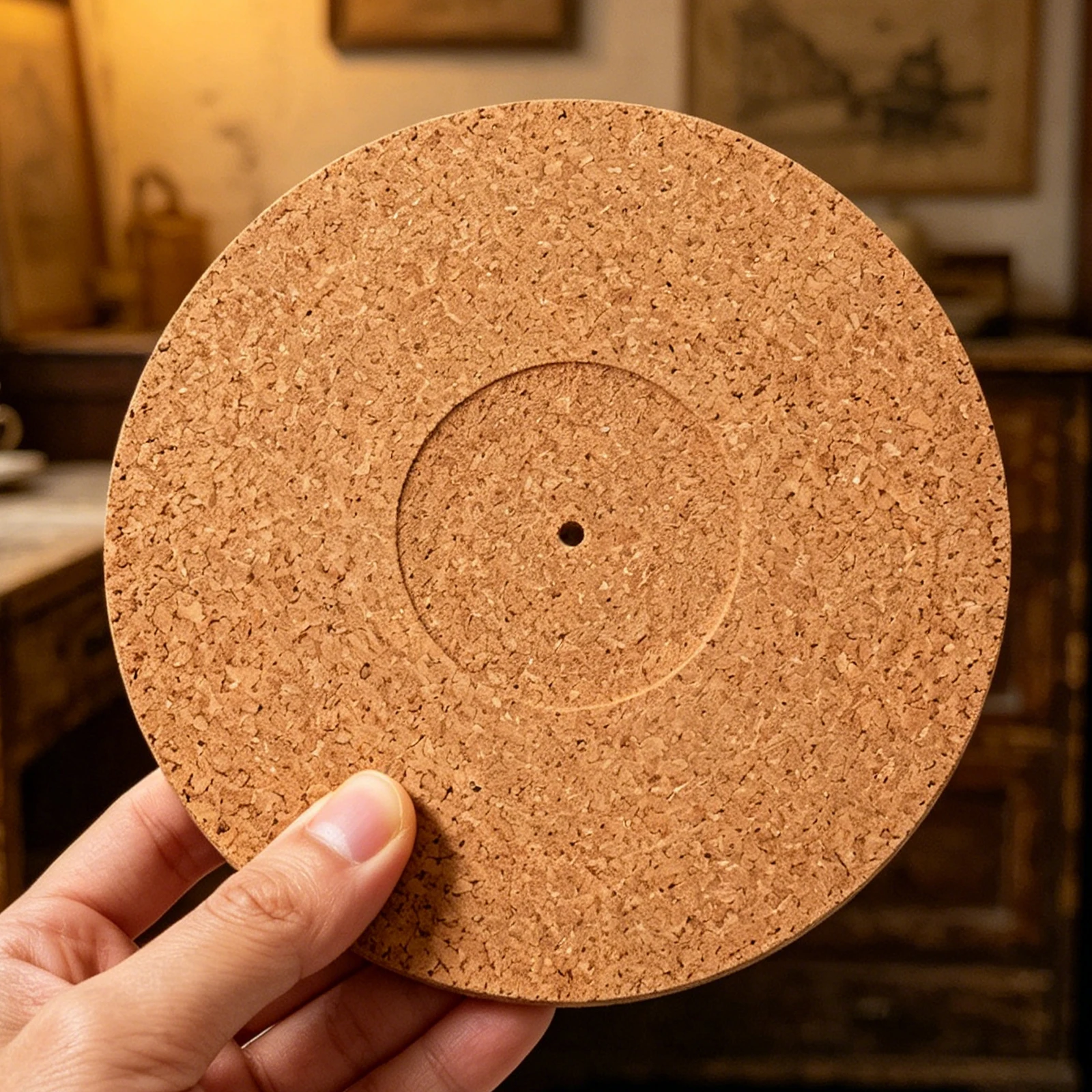 2 Pieces Cork Record Mat with High Fidelity Thick Vinyl Player Platter Pad Anti-Slip Anti-Static for All LP Vinyl Record Players - view 4