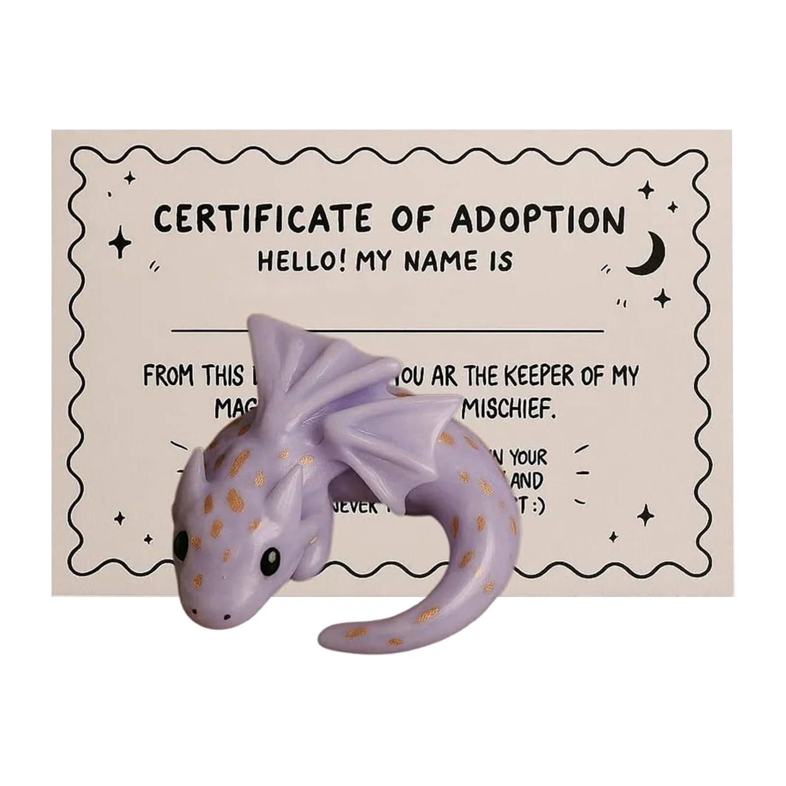 Emotional Support Dragon Decoration Handmade Resin Therapy Companion with Cards for Stress Relief Portable Desk Ornament