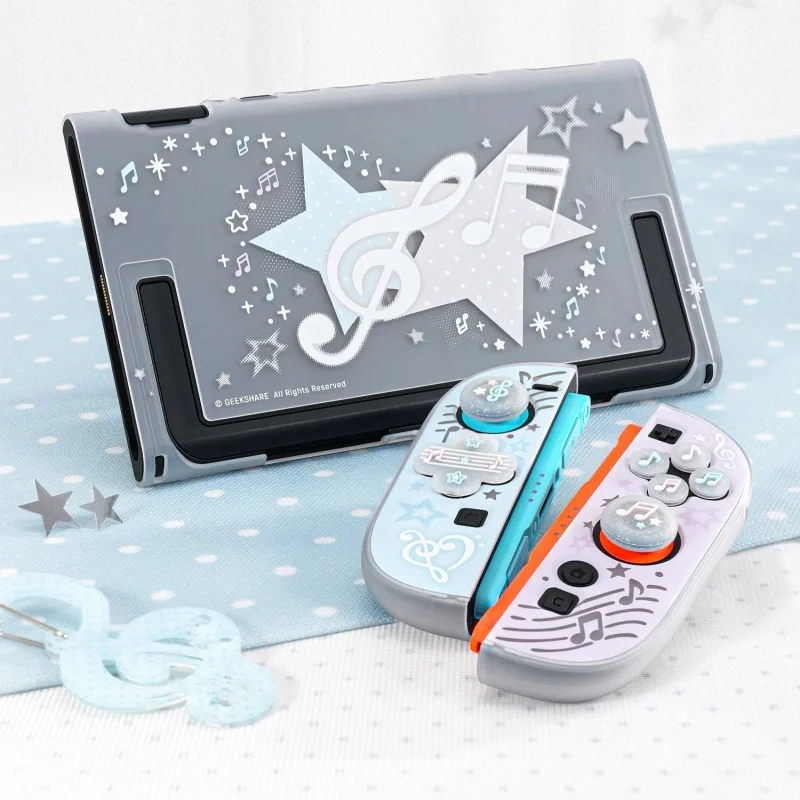 GeekShare Protective Shell Compatible with Switch 2, NS2 (2025) Thumb Grips & Button Caps Set Memory of Music Notes Gift