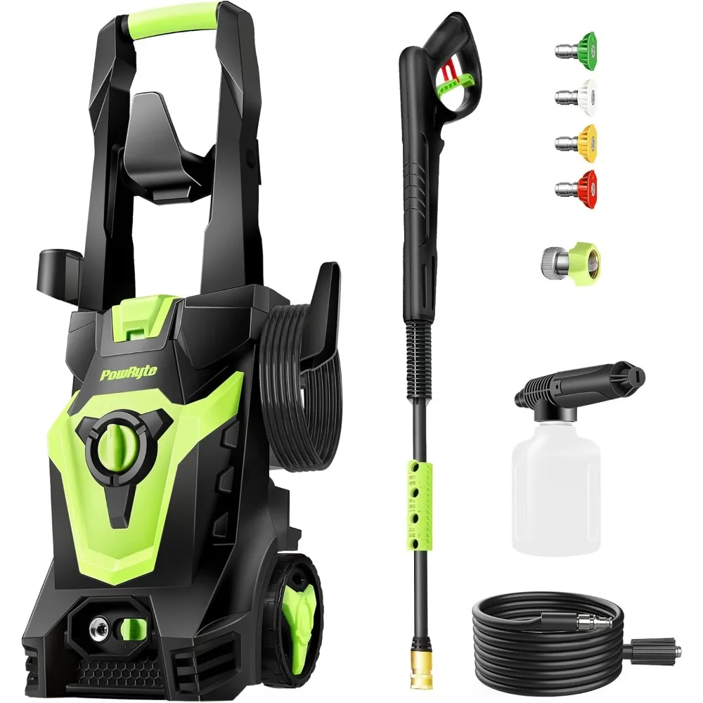 PowRyte Electric Pressure Washer, Foam Cannon, 4 Different Pressure Tips, Power Washer, 3800 PSI 2.4 GPM