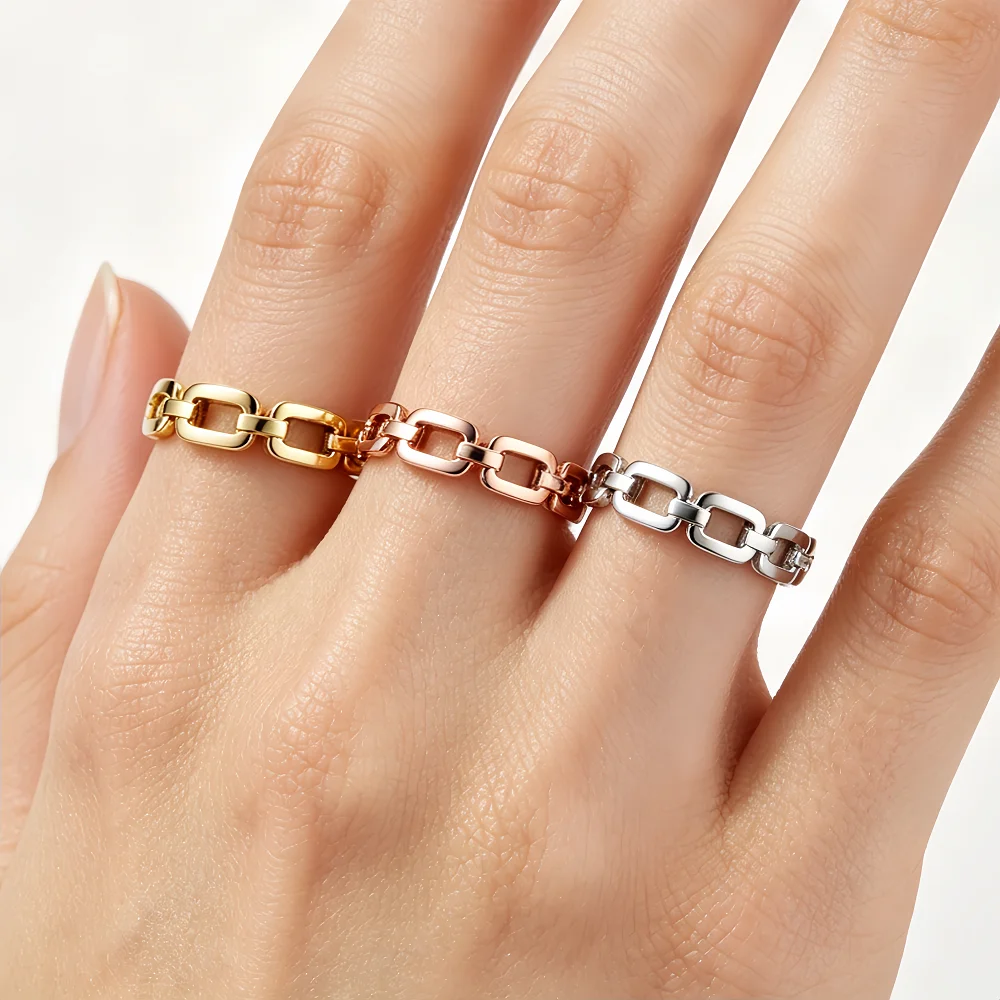 3MM Gold Color Stainless Steel Women's Ring Geometric SImple Finger Rings Colorfast Fashion Jewelry Gift Wholesale