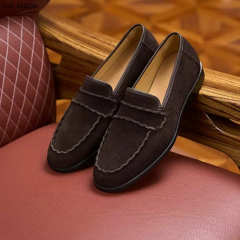 New Classics Men's Cow Suede Slip On Loafers Lightweight Breathable Flats Non Slip Daily Casual Outdoor Genuine Leather Sneakers