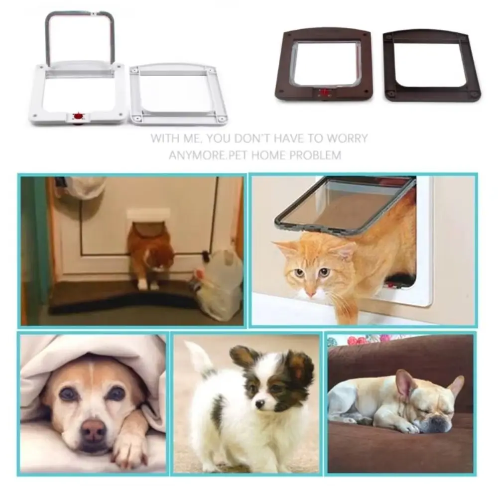 Controllable Switch 4 Way Locking Pet Door Transparent Magnetic Lock Cat Flap Doors Weatherproof Reusable Dog Kennel Door