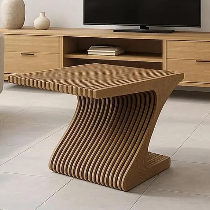 Z Unique Z Shaped Wood Coffee Table Organic Curved Structure Elegant Home Living Room FurnitureZ