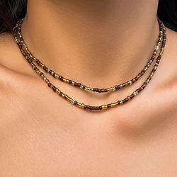 Layered Small Seed Beads Chain Short Choker Necklace for Women Trendy Ladies Beaded Collar on Neck Accessories Fashion Jewelry